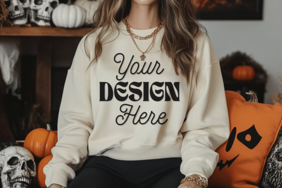 Elevate Your Fall Designs with Halloween Gildan 18000 Mockup 7