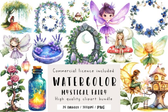 Enchanted Mystical Garden Fairy Clipart: Your 26-Piece Design Toolkit