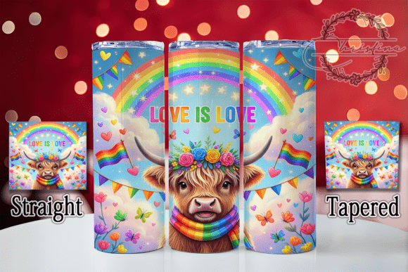 Rainbow Highland Cow Love is Love: A Design for Joyful Projects