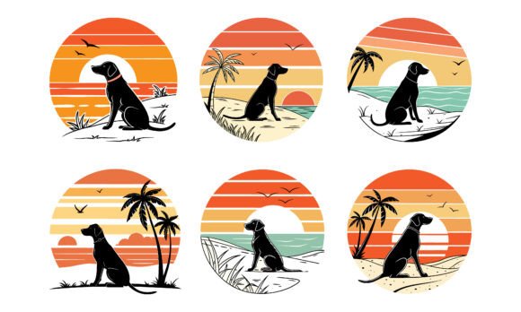 Sunset Beach Dog Silhouettes: Capturing Coastal Tranquility
