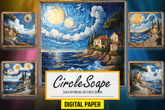 Transform Your Projects with Seascape Mosaic Artwork Circle Design