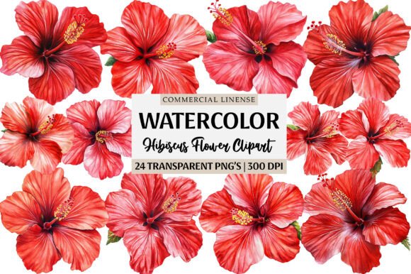Unleash Tropical Vibrancy with Watercolor Hibiscus Flower Clipart