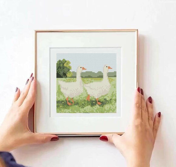 Walking Geese Nature Cross Stitch PDF: A Tranquil Design Asset