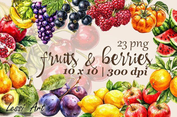 Watercolor Fruit Clipart: A Fresh Take on Vibrant Design Assets